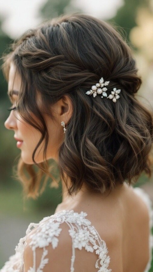 Coiffure mariage courte bohème chic