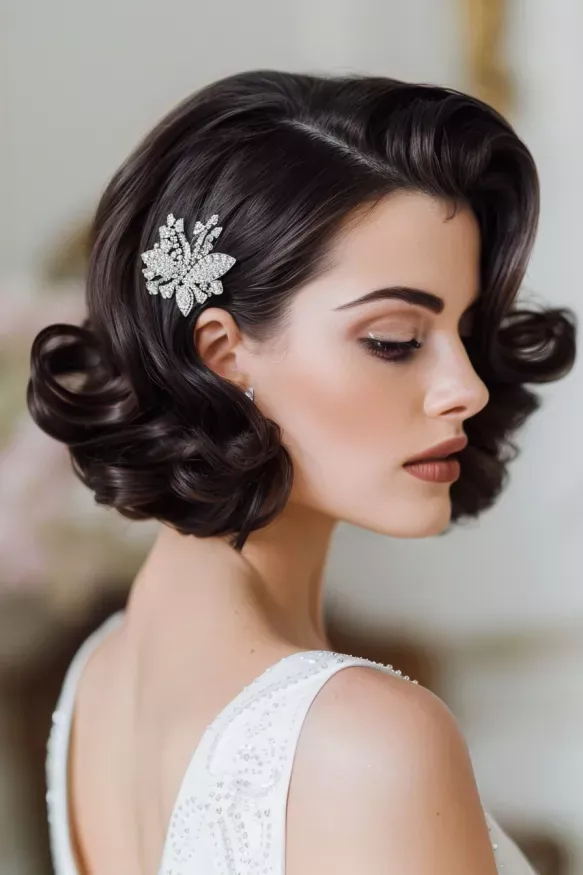 Coiffure courte cérémonie accessoires