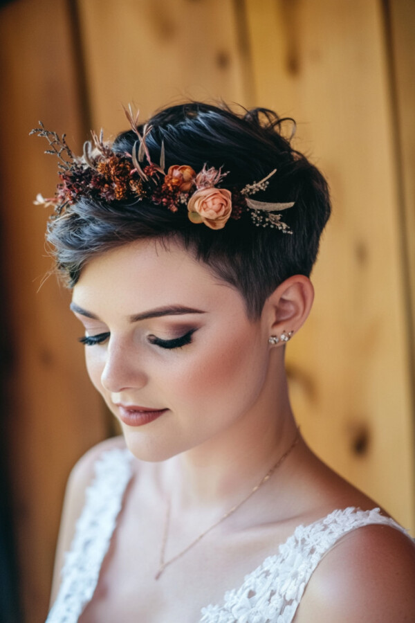 Coiffure mariage courte bohème chic
