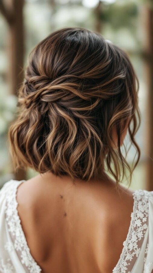 Coiffure mariage courte bohème chic