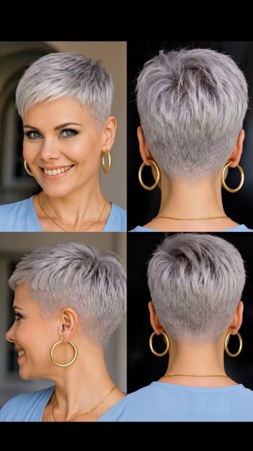 Femme moderne arborant une coupe courte stylée