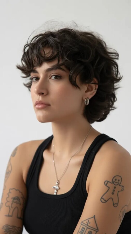 coupe courte cheveux frisés