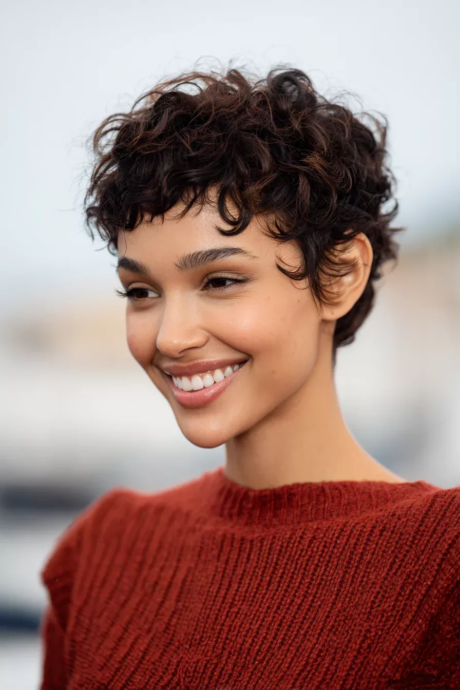 coupe courte cheveux frisés