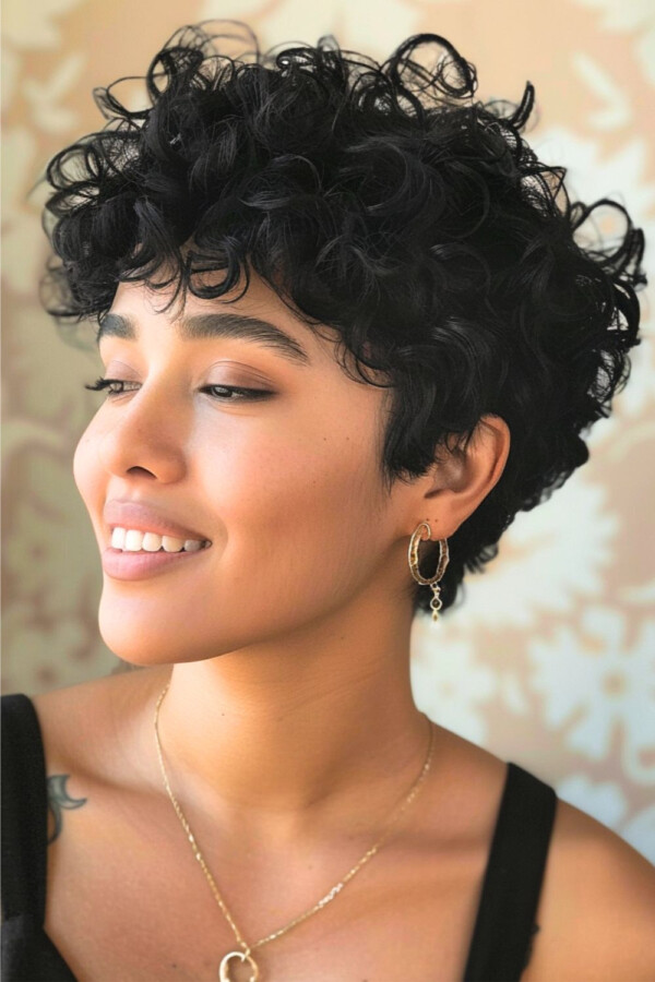 coupe courte cheveux frisés