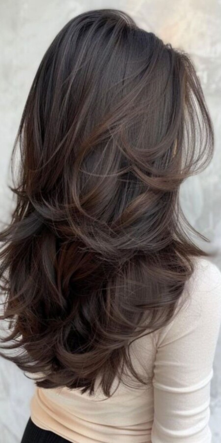 Coupe mi-longue avec dégradé élégant