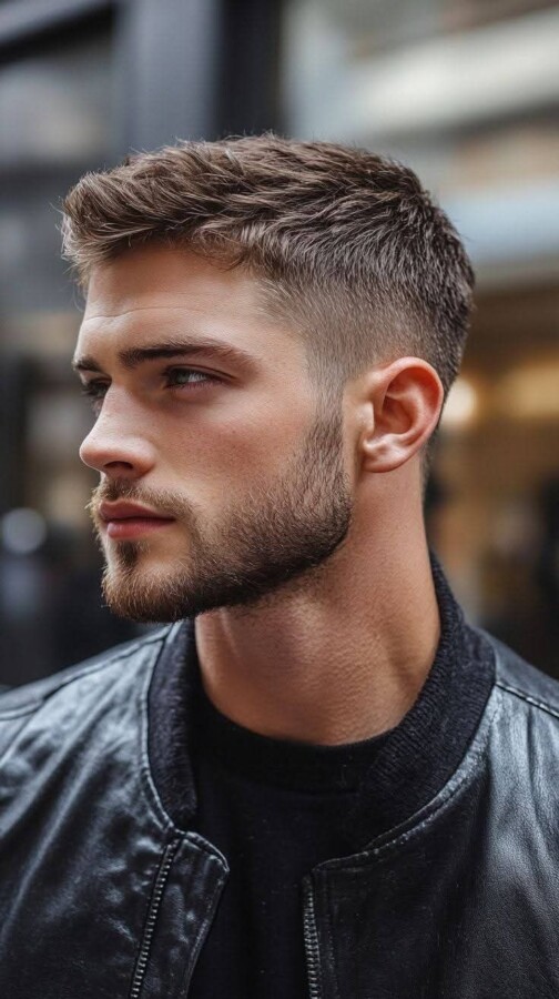 Coiffure élégante pour cheveux courts de mariage masculin