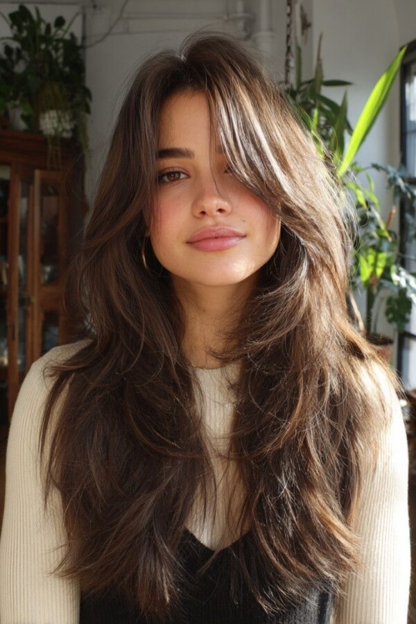 cheveux longs effilés dos