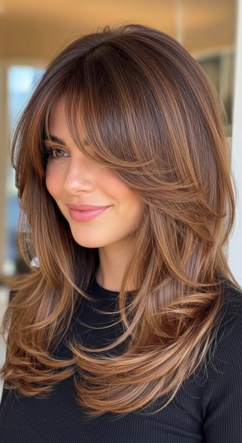 coiffure frange effilée
