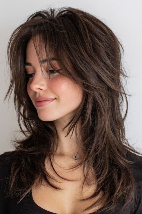 cheveux mi-longs effilés