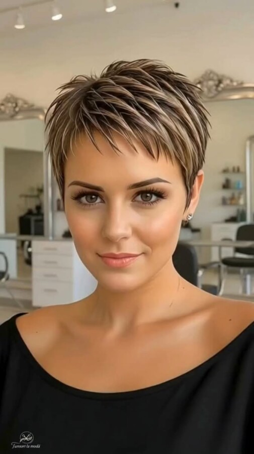 coupe courte dégradée effilée