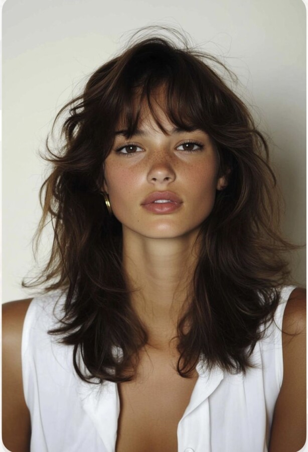 coupe moderne frange effilée