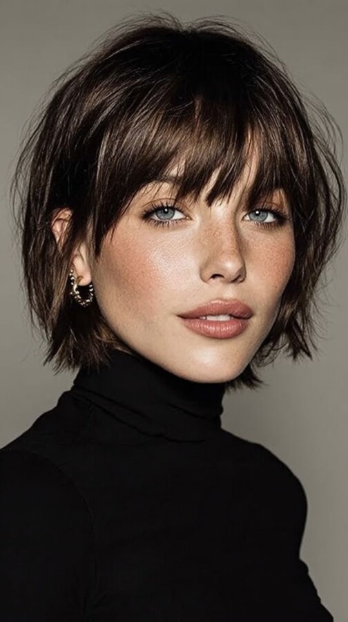coupe moderne frange effilée