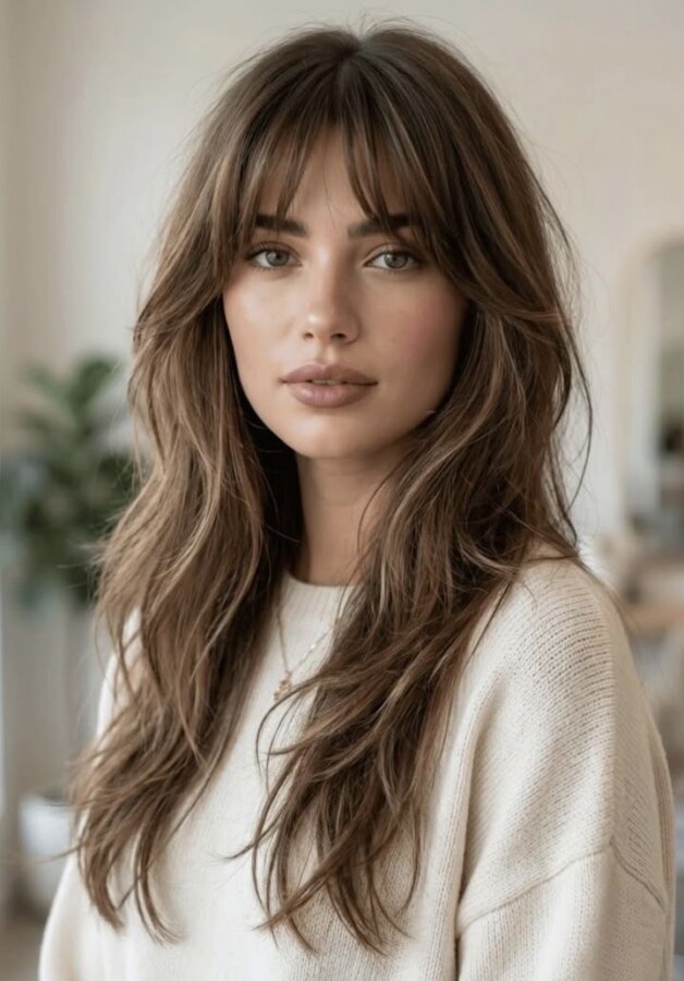 coupe moderne frange effilée