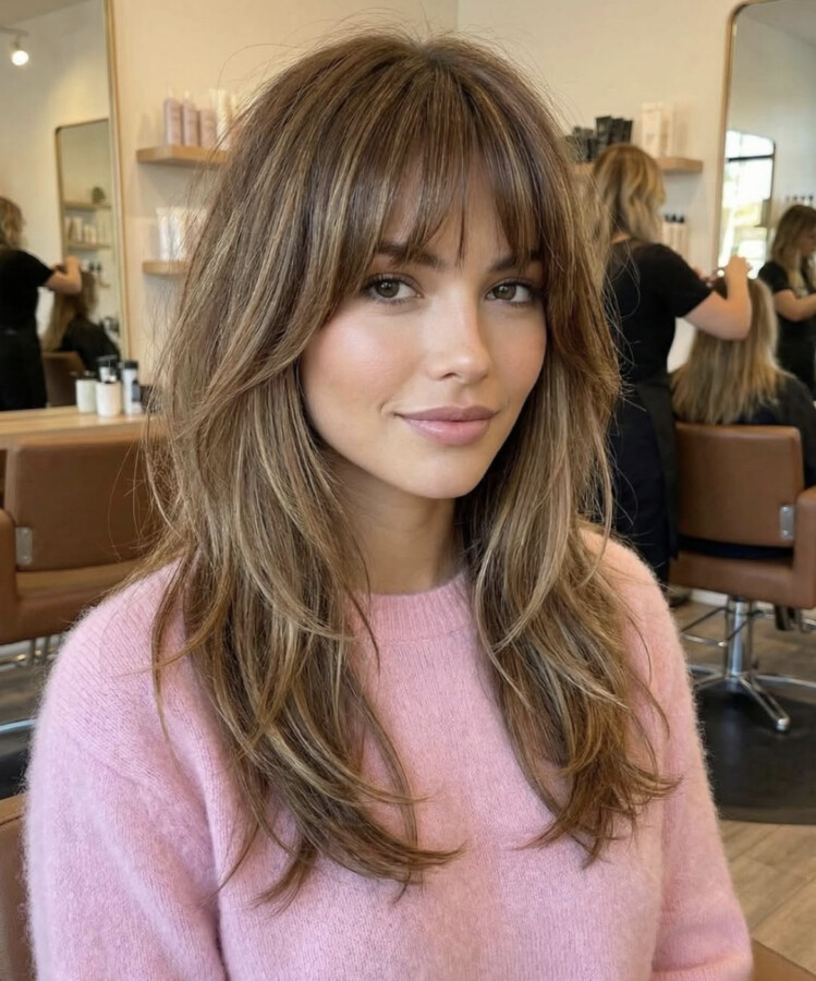 coupe moderne frange effilée