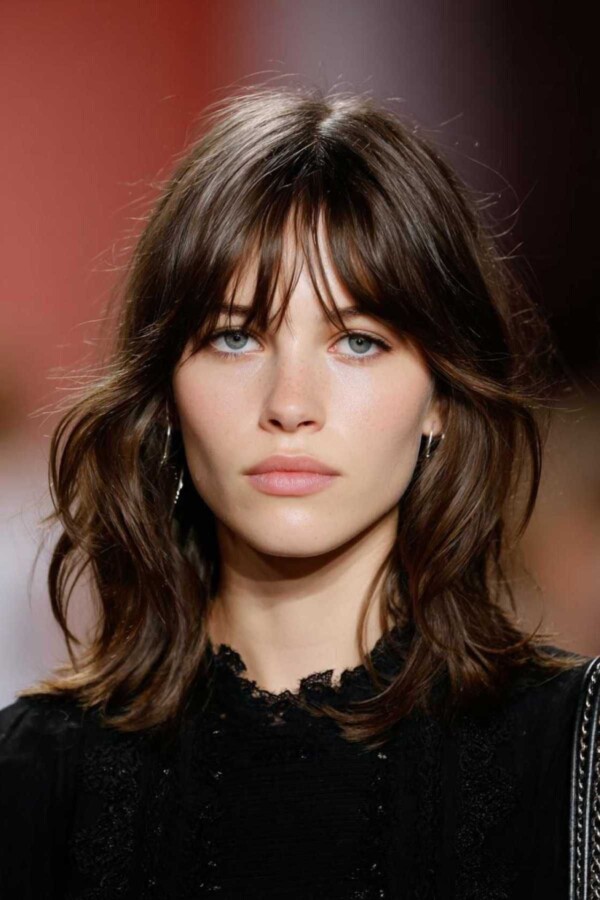 Coiffure tendance avec frange effilée