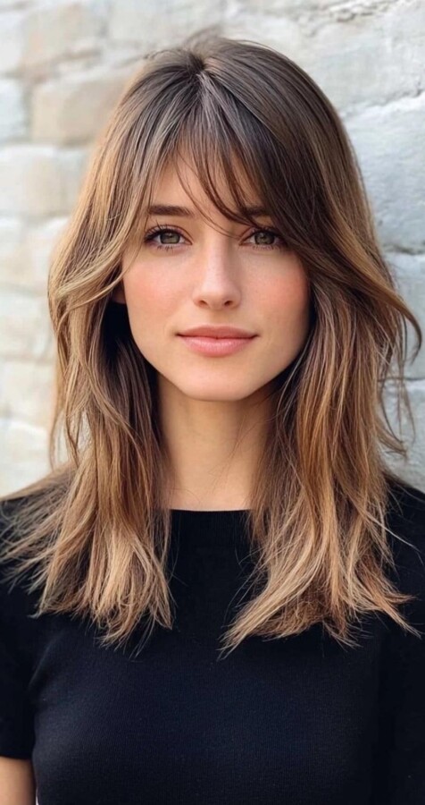 Coiffure tendance avec frange effilée