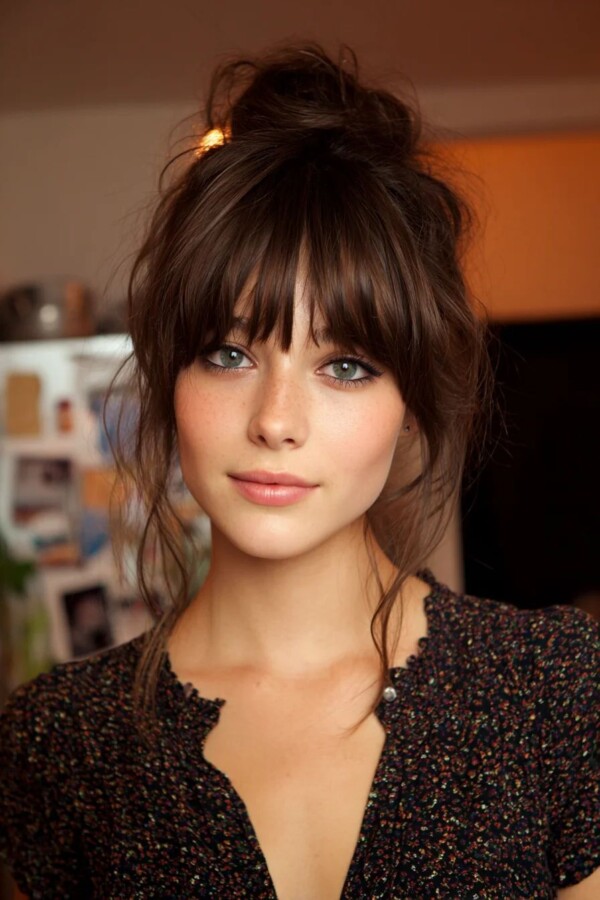 Coiffure tendance avec frange effilée